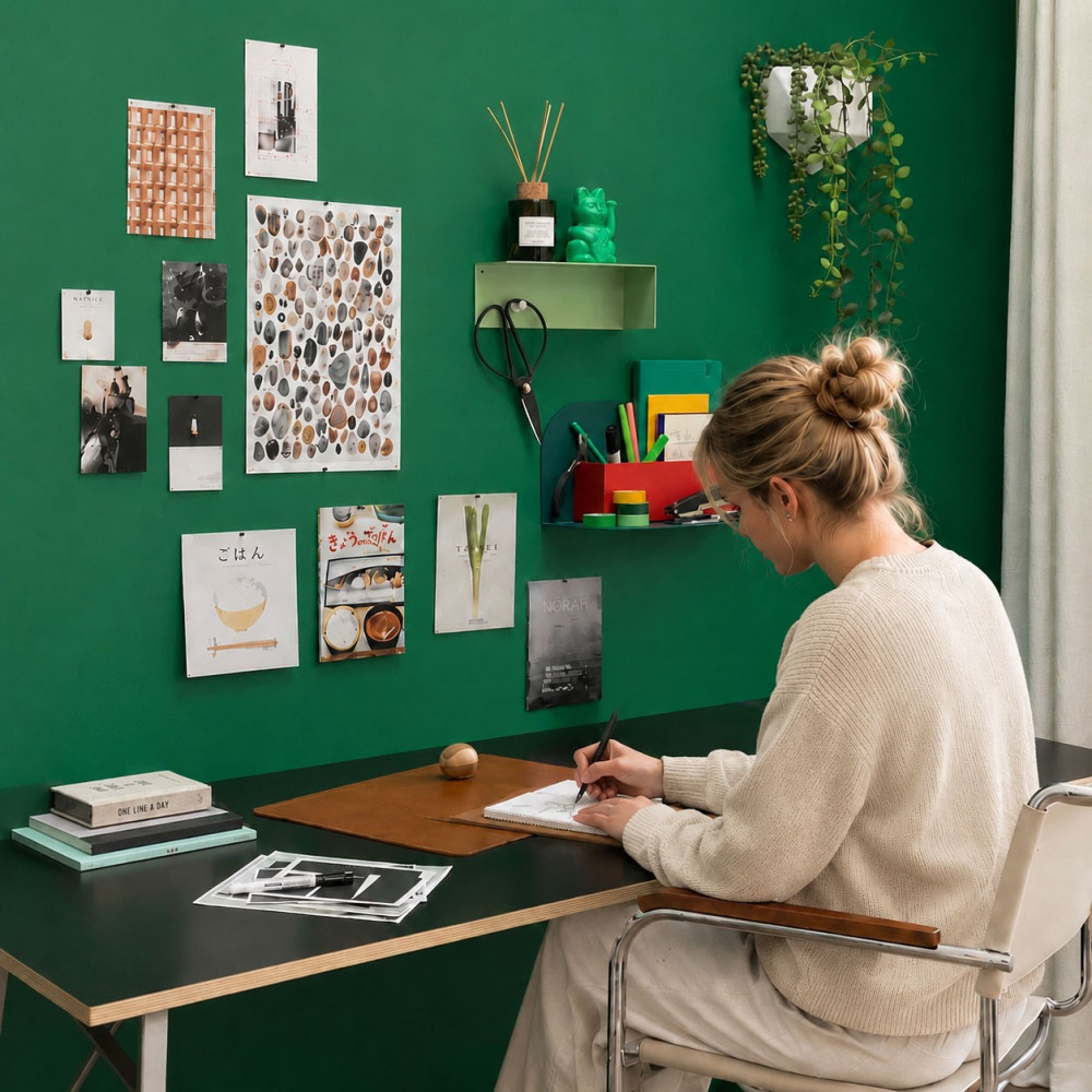 Amenajare perete cu tapet magnetic și accesorii fără găurire – Birou magnetic 56 | Magnest