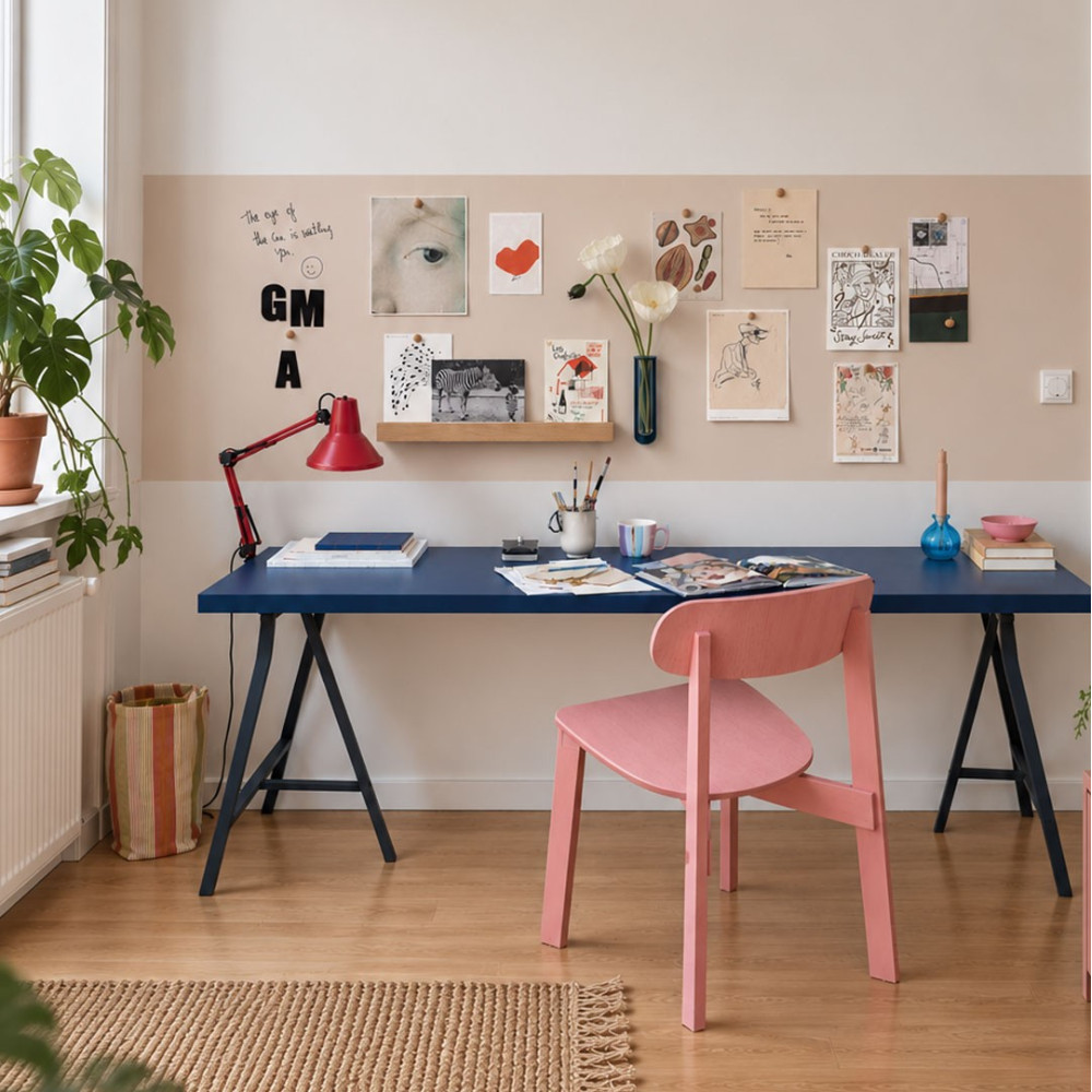 Amenajare perete cu tapet magnetic și accesorii fără găurire – Birou magnetic 69 | Magnest