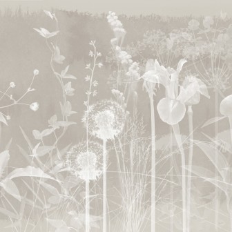 Pentru baie Blanche, Variant 1 - Design minimalist cu flori delicate în nuanțe de gri deschis.