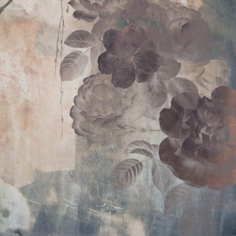 Tapet contemporan cu flori gri