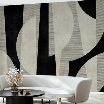 Tapet geometric abstract negru cu design modern
