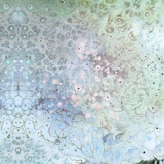 Tapet abstract Aura Biosphere cu nuante pastelate de albastru si verde