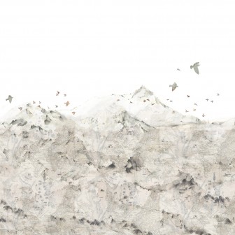 Tapet designeri cu motiv montan in living modern