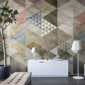 Tapet geometric modern cu nuanțe neutre