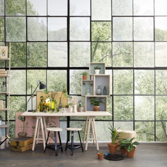 Tapet cu efect de fereastră spre natură