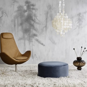 Imagine cu un tapet minimalist cu motive de pini asiatici