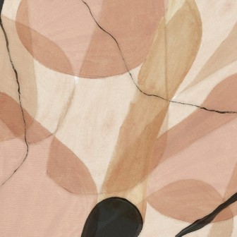 Fototapet abstract roz prăfuit cu canapea portocalie într-un living modern