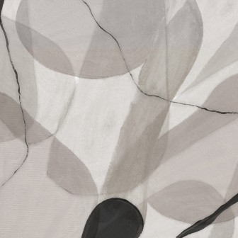 Tapet modern cu design minimalist, Asana, Sand, cu o pat în cameră, un perete gri cu modele abstracte, o oglindă pe un perete și un ghiveci cu ananas lângă fereastră