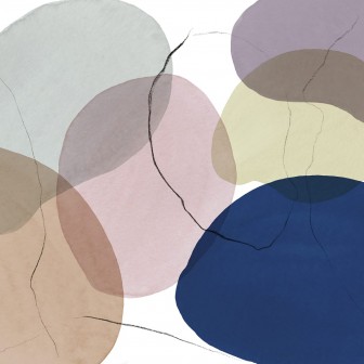 Tapet abstract modern cu forme organice și culori vibrante.