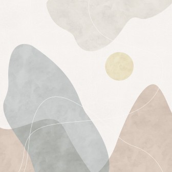 Tapet cu design minimalist, forme organice în nuanțe pastelate, perfect pentru living, dormitor sau birou.