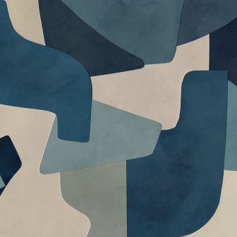 Fototapet decorativ cu straturi serene, albastru, într-o cameră de copii