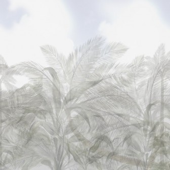 Tapet cu design de palmieri în nuanțe de gri