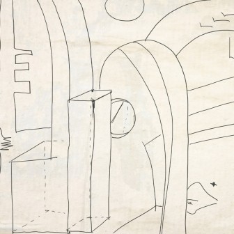 Tapet abstract Flight of Fancy cu linii simple, perfect pentru un decor modern.