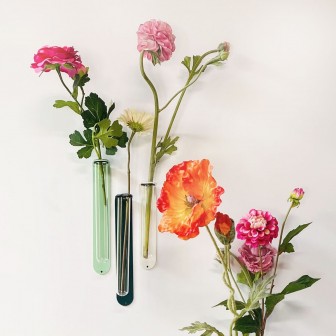 Vază magnetică sub formă de eprubetă, neagră, cu flori