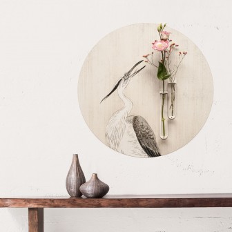 Vază magnetică, sub formă de eprubetă, albă, cu flori