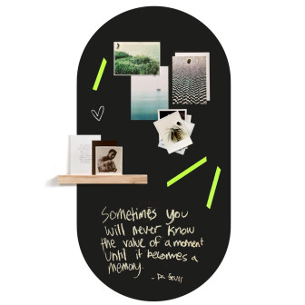 Tablă de scris magnetică autoadezivă ovală neagră cu notițe și citate