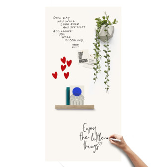 Tablă de scris magnetică autoadezivă, dreptunghiulară, albă, 62x126 cm