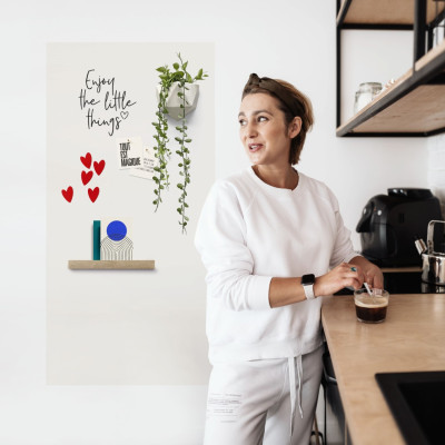 Tablă de scris magnetică autoadezivă, dreptunghiulară, albă, 62x126 cm