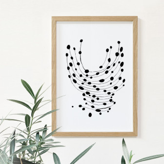 Ramă magnetică din lemn A3 cu desen abstract