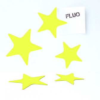 Magneți în forma de stea - set de 5 buc, galben fluorescent
