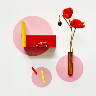 Sticker magnetic circular, roz, set de 3 bucăți pe perete