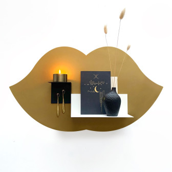 Sticker magnetic în formă de buze, auriu, decorativ pe perete