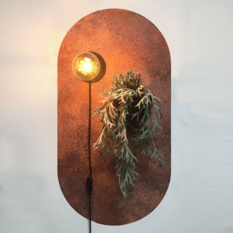 Sticker magnetic decorativ cu aspect de fier ruginit, oval