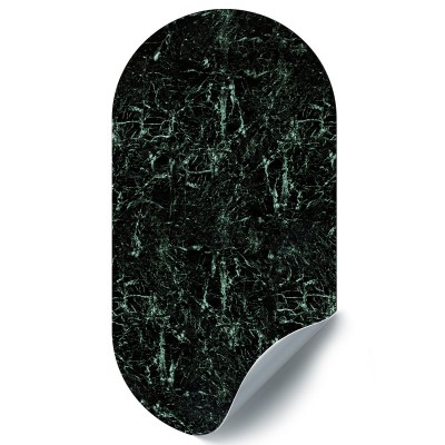 Sticker magnetic decorativ cu aspect de marmură verde, oval.