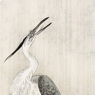 Sticker magnetic decorativ cu heron in the rain, dimensiune 60cm