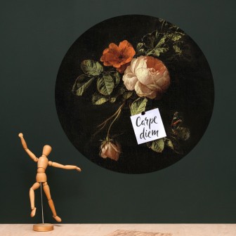 Sticker magnetic decorativ cu flori în stil pictură clasică