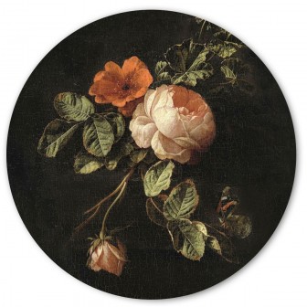 Sticker magnetic decorativ cu flori în stil pictură clasică