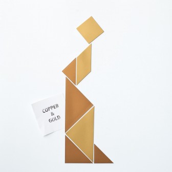 Magneți frigider în formă de tangram din cupru și aur